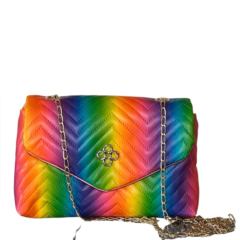 NWOT Rainbow Chevron Crossbody Bag